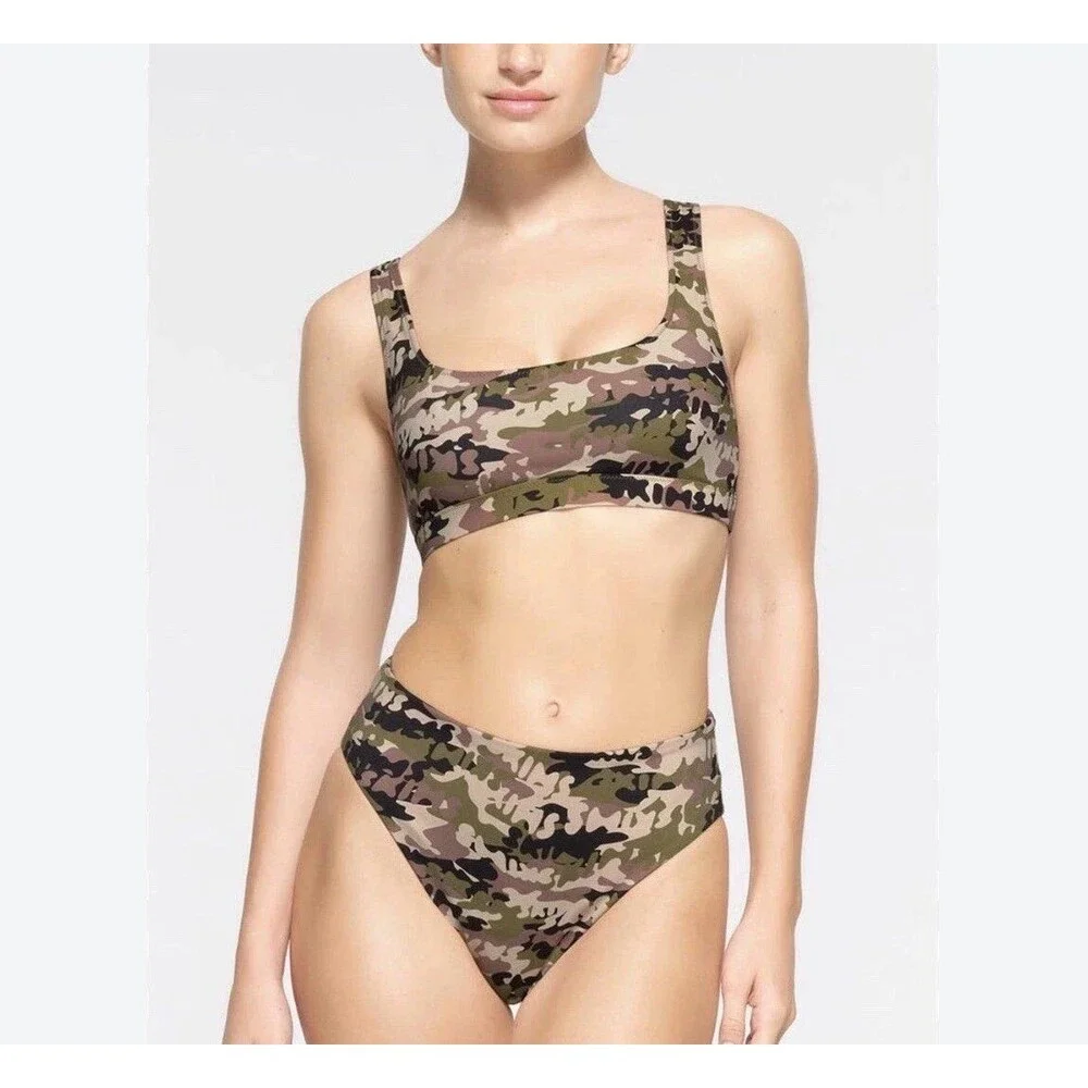 Skims Signature Swim Tank Logo Camo Size XS